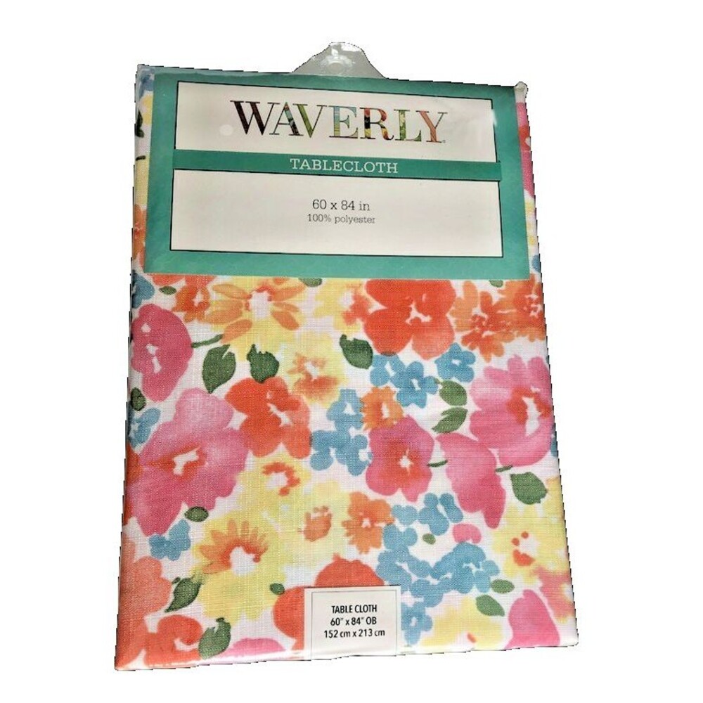 Waverly Fabric Tablecloth Shi Shi Spring Summer Floral 60x84 Oblong Easy Care